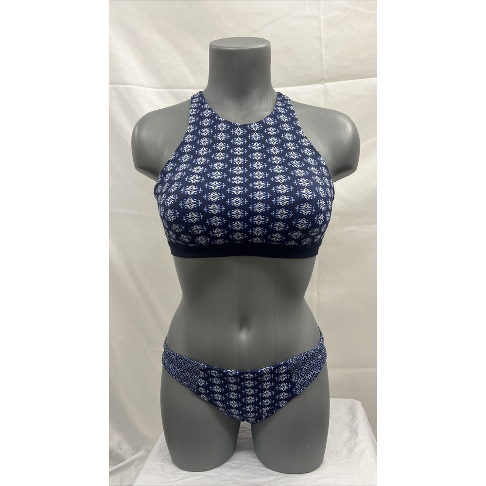 Athleta Tangier Bikini Womens 32B/C XS Blue Mixed Moroccan Print Adjustable FS